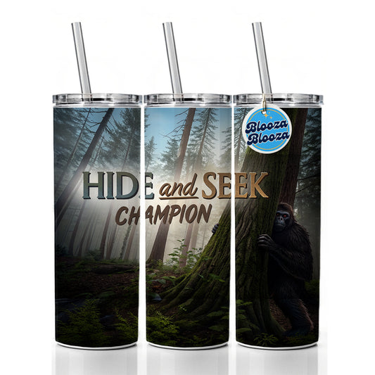 Hide And Seek Champion Big Foot Hiding Skinny Tumbler 20oz with Straw Insulated Water Bottle Gift