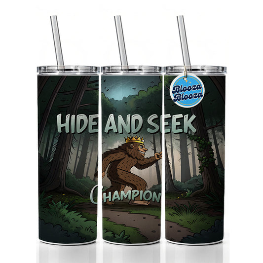 Hide And Seek Champion Big Foot With Crown Skinny Tumbler 20oz with Straw Insulated Water Bottle Gift