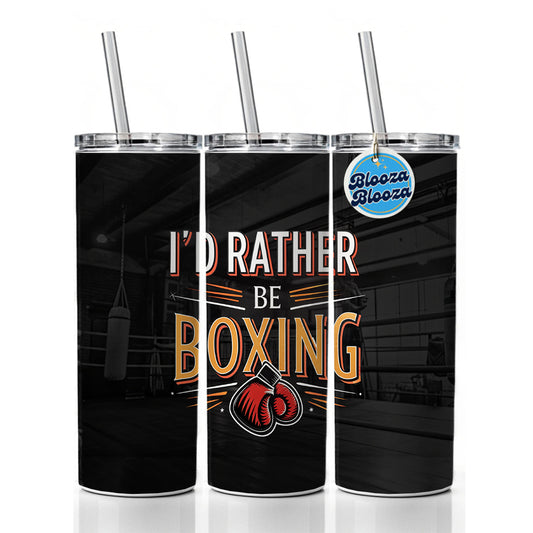 I'd Rather Be Boxing Skinny Tumbler 20oz with Straw Insulated Water Bottle Gift