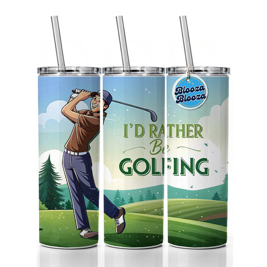 I'd Rather Be Golfing Man Golfer Skinny Tumbler 20oz with Straw Insulated Water Bottle Gift