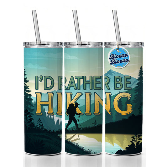 I'd Rather Be Hiking Mountains Skinny Tumbler 20oz with Straw Insulated Water Bottle Gift