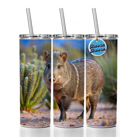 Javelina in Nature Skinny Tumbler 20oz with Straw Insulated Water Bottle Gift