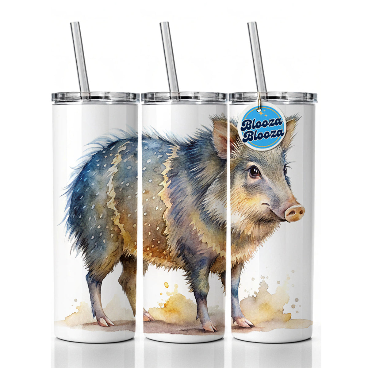 Javelina Watercolor Skinny Tumbler 20oz with Straw Insulated Water Bottle Gift