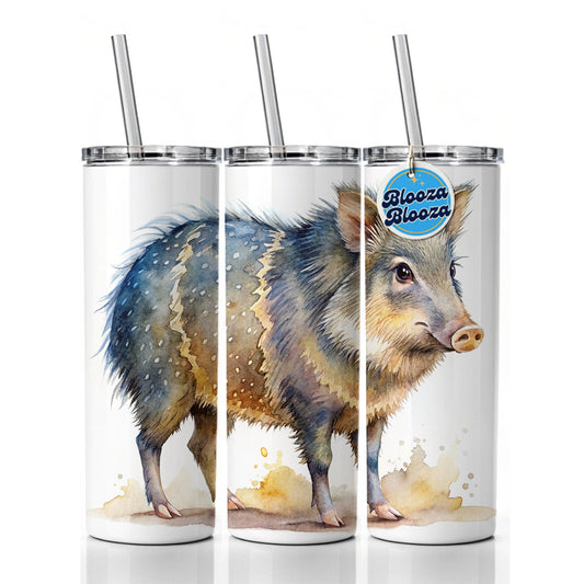 Javelina Watercolor Skinny Tumbler 20oz with Straw Insulated Water Bottle Gift