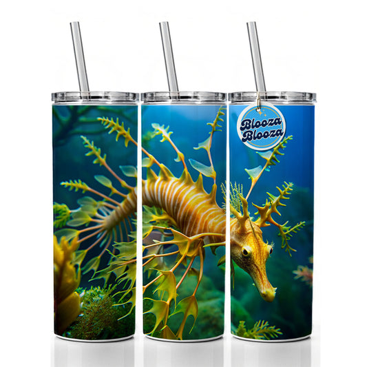 Leafy Seadragon Swimming Skinny Tumbler 20oz with Straw Insulated Water Bottle Gift