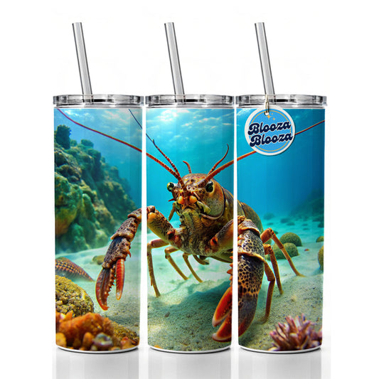 Lobster In The Ocean Skinny Tumbler 20oz with Straw Insulated Water Bottle Gift