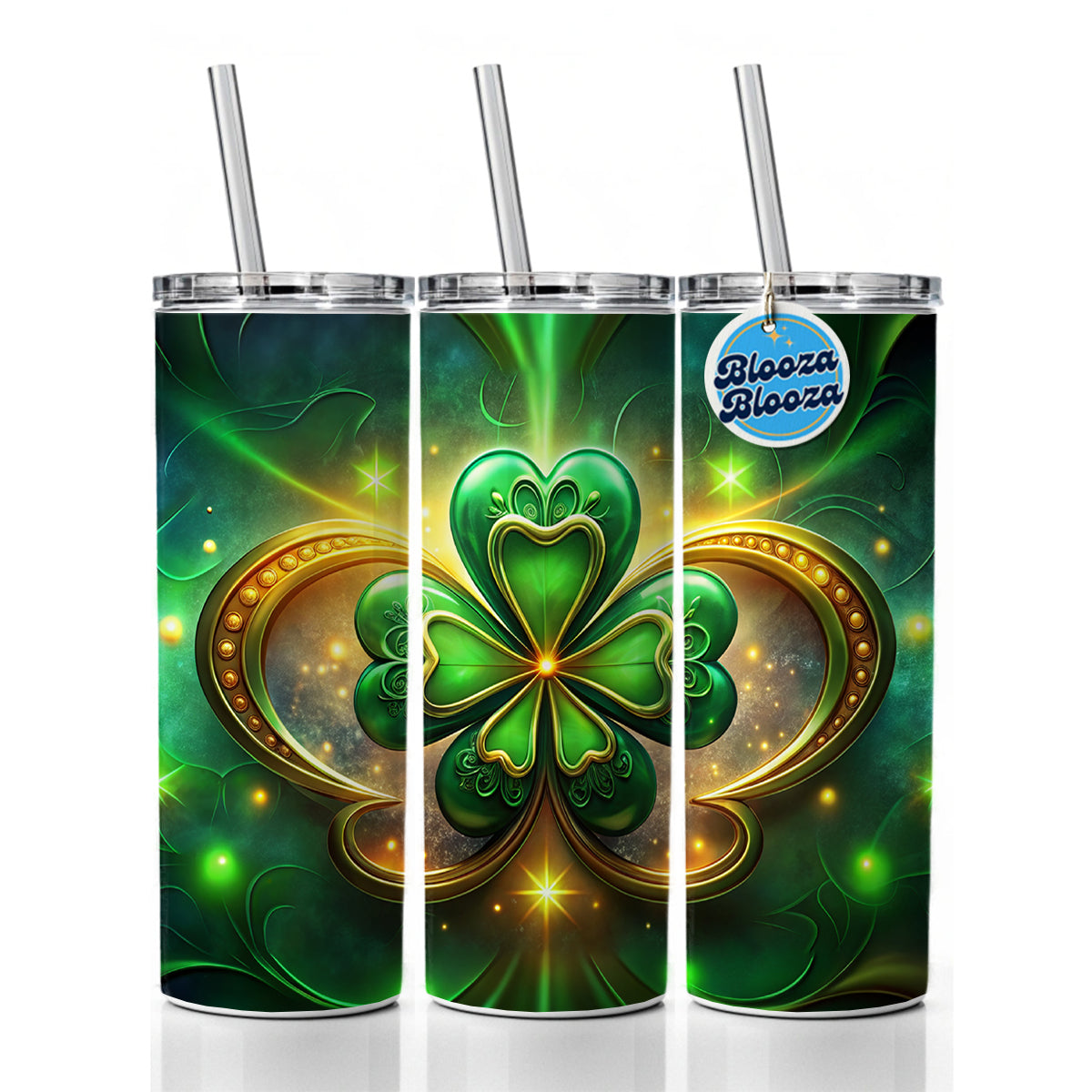 Luck Of The Irish Clover Design Skinny Tumbler 20oz with Straw Insulated Water Bottle Gift