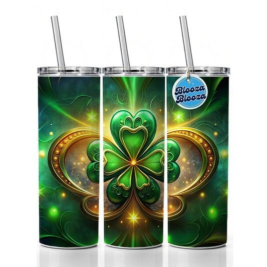 Luck Of The Irish Clover Design Skinny Tumbler 20oz with Straw Insulated Water Bottle Gift