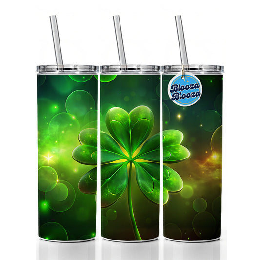 Lucky Irish Five Leaf Clover Skinny Tumbler 20oz with Straw Insulated Water Bottle Gift