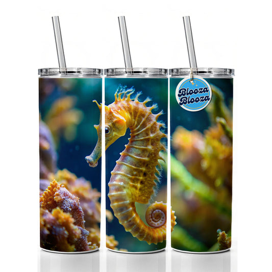 Seahorse in the Ocean Skinny Tumbler 20oz with Straw Insulated Water Bottle Gift
