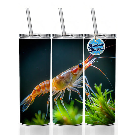 Shrimp Swimming Skinny Tumbler 20oz with Straw Insulated Water Bottle Gift