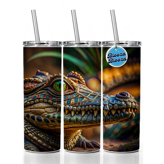 Stylish Colorful Alligator Head Skinny Tumbler 20oz with Straw Insulated Water Bottle Gift
