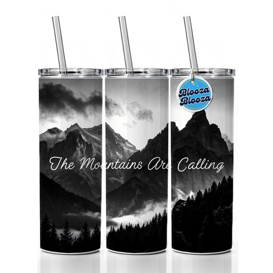 The Mountains Are Calling Adventure Awaits Skinny Tumbler 20oz with Straw Insulated Water Bottle Gift
