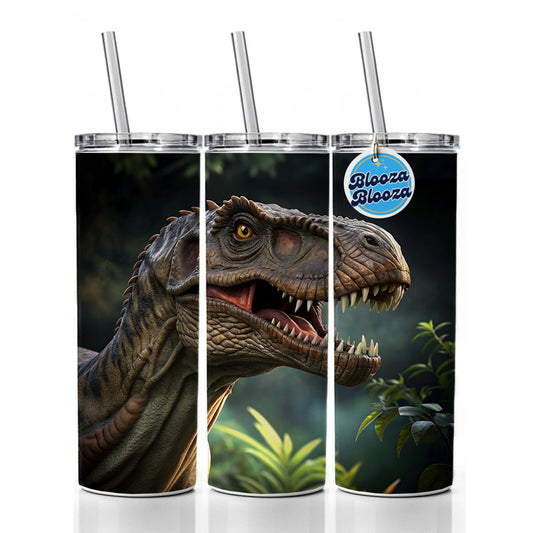 Tyrannosaurus T-Rex Dinosaur Head Skinny Tumbler 20oz with Straw Insulated Water Bottle Gift