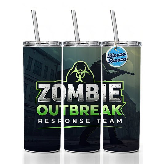 Zombie Outbreak Response Team Biohazard Design Skinny Tumbler 20oz with Straw Insulated Water Bottle Gift