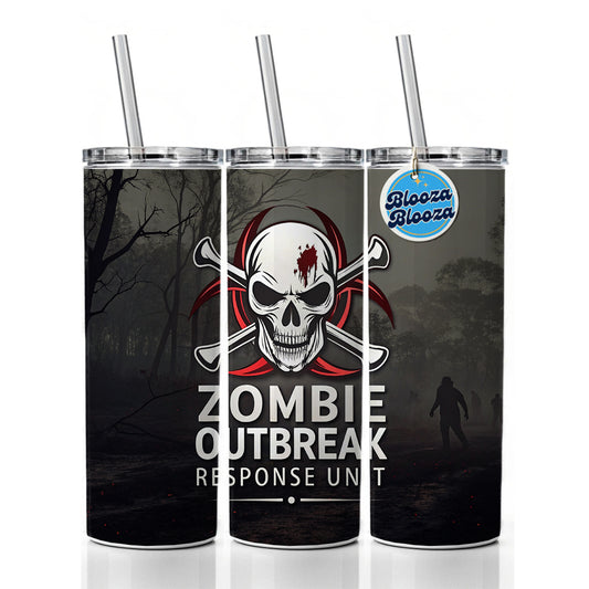 Zombie Outbreak Response Unit Biohazard Skinny Tumbler 20oz with Straw Insulated Water Bottle Gift