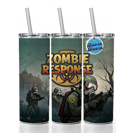 Zombie Response Unit Biohazard Cartoon Skinny Tumbler 20oz with Straw Insulated Water Bottle Gift