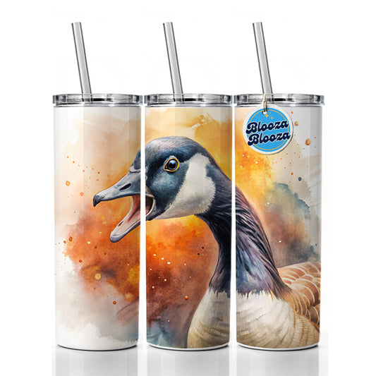 Angry Canadian Canada Goose Watercolor Skinny Tumbler 20oz with Straw Insulated Water Bottle Gift