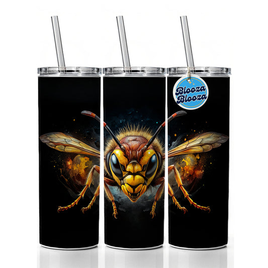 Angry Hornet Watercolor Skinny Tumbler 20oz with Straw Insulated Water Bottle Gift