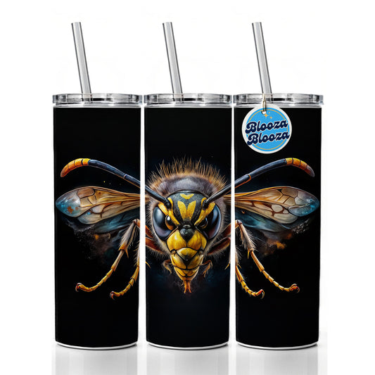 Angry Wasp Watercolor Skinny Tumbler 20oz with Straw Insulated Water Bottle Gift