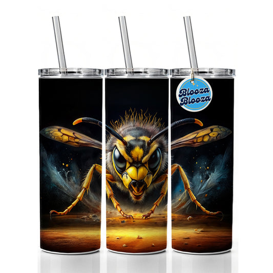 Angry Yellowjacket Watercolor Skinny Tumbler 20oz with Straw Insulated Water Bottle Gift