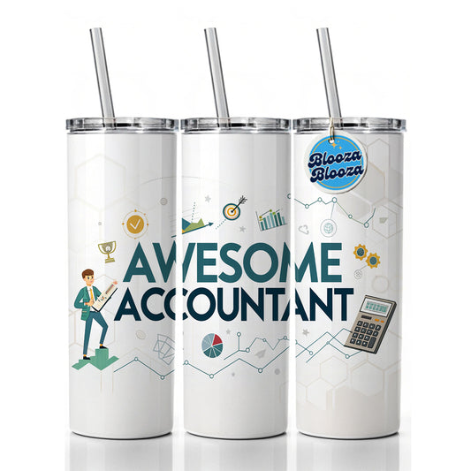 Awesome Accountant Inspirational Skinny Tumbler 20oz with Straw Insulated Water Bottle Gift