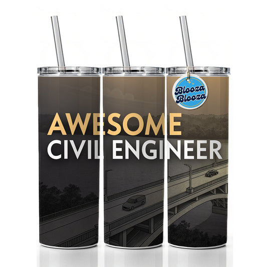 Awesome Civil Engineer Inspirational Skinny Tumbler 20oz with Straw Insulated Water Bottle Gift