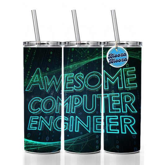 Awesome Computer Engineer Inspirational Skinny Tumbler 20oz with Straw Insulated Water Bottle Gift