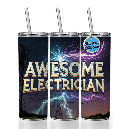 Awesome Electrician Inspirational Skinny Tumbler 20oz with Straw Insulated Water Bottle Gift