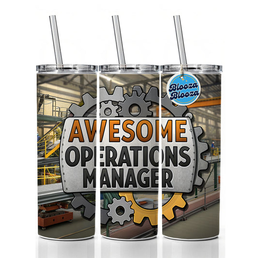 Awesome Operations Manager Factory Manufacturing Inspirational Skinny Tumbler 20oz with Straw Insulated Water Bottle Gift