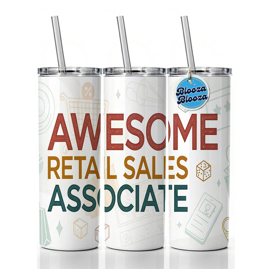 Awesome Retail Sales Associate Inspirational Skinny Tumbler 20oz with Straw Insulated Water Bottle Gift