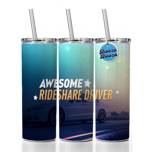 Awesome Rideshare Driver Inspirational Skinny Tumbler 20oz with Straw Insulated Water Bottle Gift