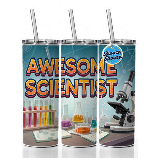 Awesome Scientist Inspirational Lab Microscope Skinny Tumbler 20oz with Straw Insulated Water Bottle Gift