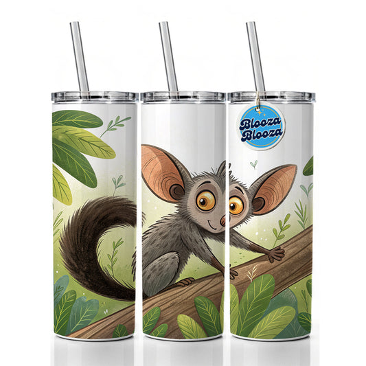 Aye Aye Children's Illustration Style Skinny Tumbler 20oz with Straw Insulated Water Bottle Gift
