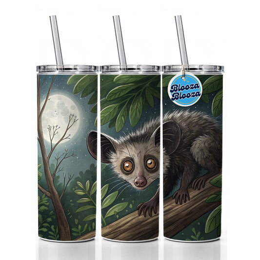 Aye Aye Long Fingered Lemur Illustration Skinny Tumbler 20oz with Straw Insulated Water Bottle Gift