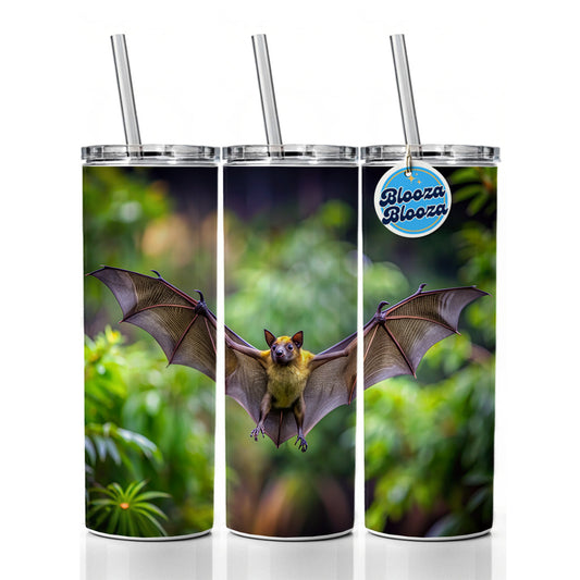 Bat Flying Photo Skinny Tumbler 20oz with Straw Insulated Water Bottle Gift