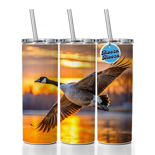Canada Canadian Goose In Flight At Sunset Skinny Tumbler 20oz with Straw Insulated Water Bottle Gift