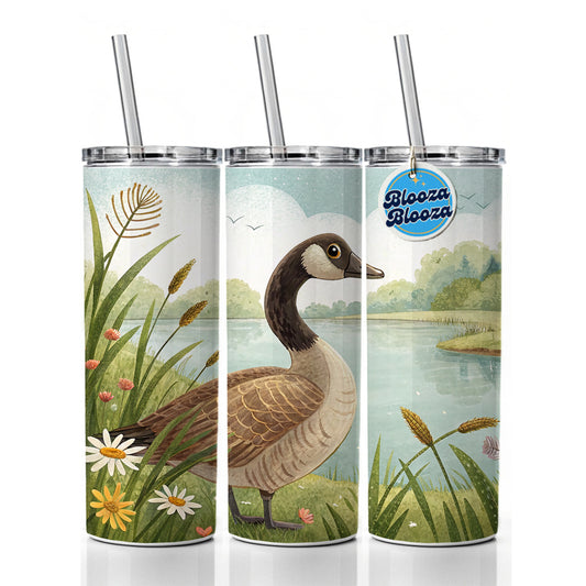 Canadian Canada Goose Children's Illustration Style Skinny Tumbler 20oz with Straw Insulated Water Bottle Gift