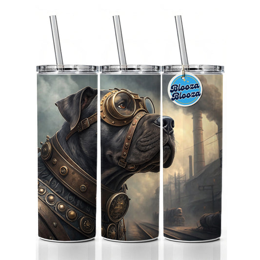 Cane Corso Dog Steampunk Skinny Tumbler 20oz with Straw Insulated Water Bottle Gift
