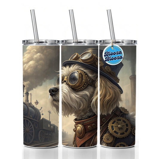Cavachon Dog Steampunk Skinny Tumbler 20oz with Straw Insulated Water Bottle Gift