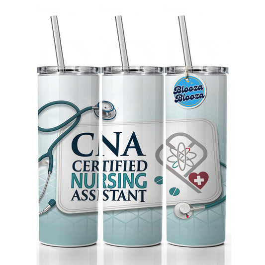 CNA Certified Nursing Assistant Medical Hospital Skinny Tumbler 20oz with Straw Insulated Water Bottle Gift