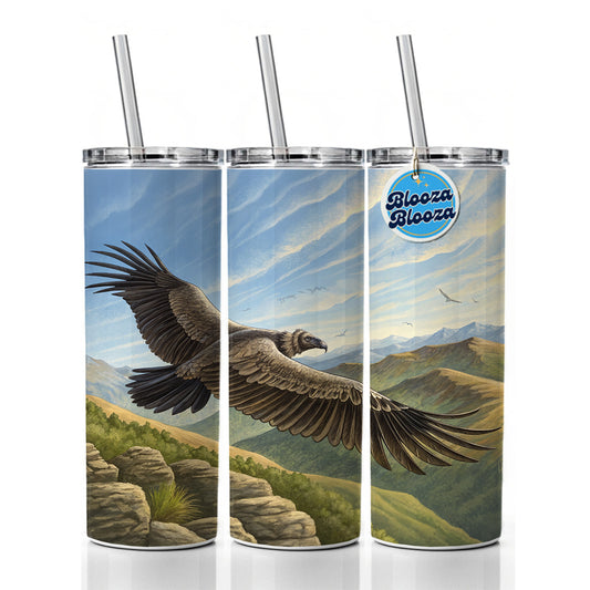 Condor in Flight Illustration Skinny Tumbler 20oz with Straw Insulated Water Bottle Gift