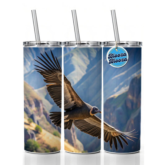 Condor In Flight Photo Skinny Tumbler 20oz with Straw Insulated Water Bottle Gift