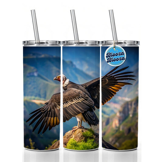 Condor on Mountain Top Skinny Tumbler 20oz with Straw Insulated Water Bottle Gift