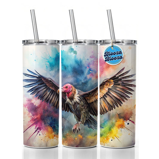 Condor Watercolor Skinny Tumbler 20oz with Straw Insulated Water Bottle Gift