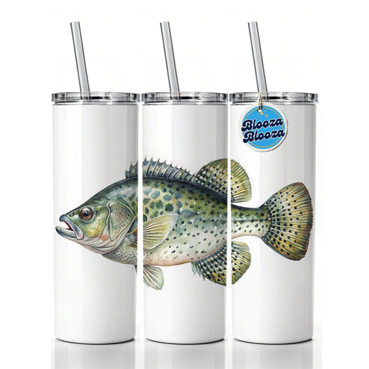 Crappie Fish Watercolor Illustration Skinny Tumbler 20oz with Straw Insulated Water Bottle Gift