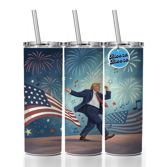 Dancing Patriotic Donald Trump Funny Skinny Tumbler 20oz with Straw Insulated Water Bottle Gift