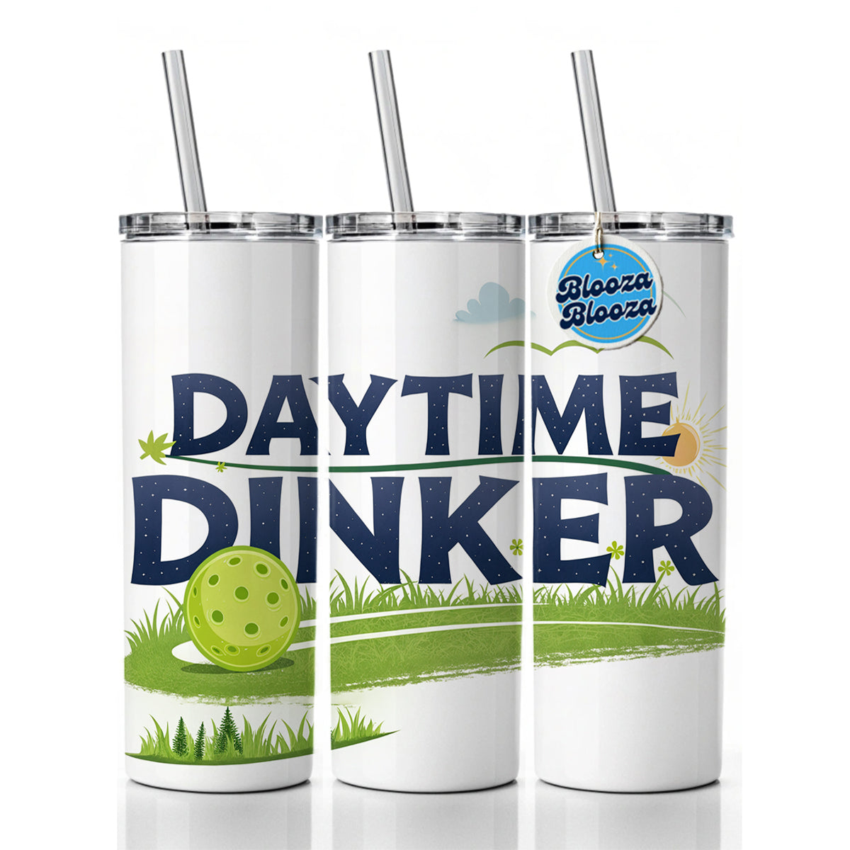 Daytime Dinker Pickleball Funny Saying Skinny Tumbler 20oz with Straw Insulated Water Bottle Gift
