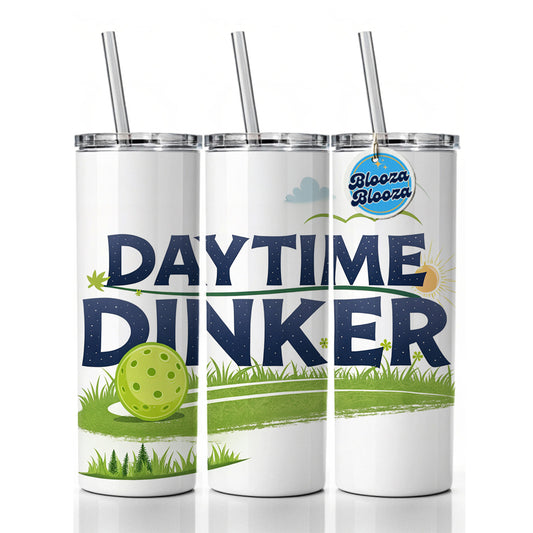 Daytime Dinker Pickleball Funny Saying Skinny Tumbler 20oz with Straw Insulated Water Bottle Gift