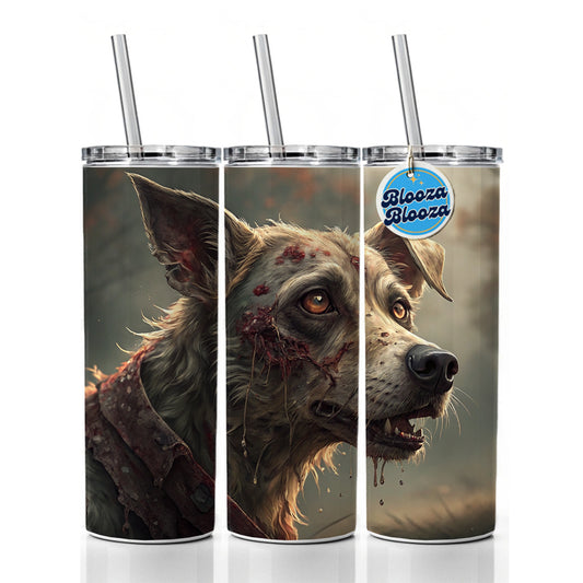 Dog Zombie Creepy Scary Halloween Skinny Tumbler 20oz with Straw Insulated Water Bottle Gift
